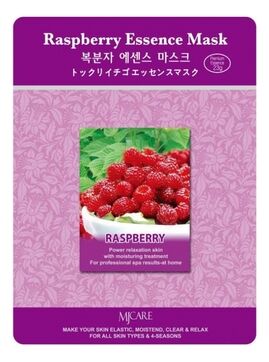 MJ CARE. ТКАНЕВАЯ МАСКА-ЭССЕНЦИЯ ДЛЯ ЛИЦА С ЭКСТРАКТОМ МАЛИНЫ MJCARE RASPBERRY ESSENCE MASK 23гр.