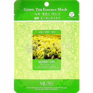 MJCARE. ТКАНЕВАЯ МАСКА-ЭССЕНЦИЯ ДЛЯ ЛИЦА С ЭКСТРАКТОМ ЗЕЛЕНОГО ЧАЯ MJCARE GREEN TEA ESSENCE MASK 23г