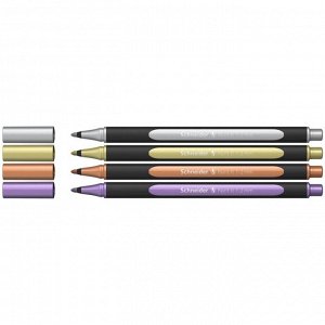 Набор капиллярных ручек 4 цвета, 1-2 мм, Schneider Paint-It 020, металлизированные, европодвес