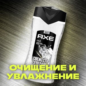 AXE 2в1 мужской гель для душа и шампунь GOLD Аромат горных вершин, свежесть 12 часов, 250 мл