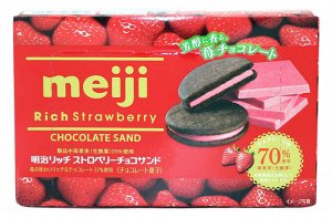 Шоколадное печенье "Meigi" с клубничной прослойкой 32г 1/45 Япония