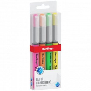 Набор маркеров текстовыделителей Berlingo "Textline HL470", 4 цвета, 1-6 мм, пластиковая упаковка
