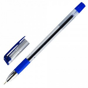 Ручка шариковая масляная STAFF "Manager OBP-274", СИНЯЯ, корпус прозрачный, узел 0,7 мм, линия письма 0,35 мм, 142986