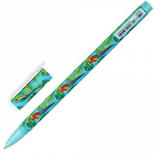 Ручка шариковая BRAUBERG SOFT TOUCH STICK "PARROTS", СИНЯЯ, мягкое покрытие, узел 0,7 мм, 143706