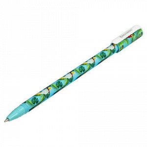 Ручка шариковая BRAUBERG SOFT TOUCH STICK "PARROTS", СИНЯЯ, мягкое покрытие, узел 0,7 мм, 143706