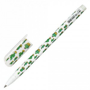 Ручка шариковая BRAUBERG SOFT TOUCH STICK "CACTUS", СИНЯЯ, мягкое покрытие, узел 0,7 мм, 143707