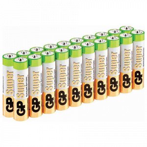 Батарейки GP Super, AA (LR6, 15А), алкалиновые, пальчиковые, КОМПЛЕКТ 20 шт., 15A-2CRVS20, GP 15A-2CRVS20