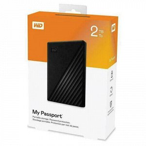 Внешний жесткий диск WD My Passport 2TB, 2.5", USB 3.0, черный, WDBYVG0020BBK-WESN