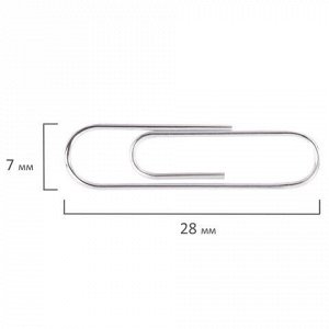 Скрепки ОФИСМАГ, 28 мм, оцинкованные, 100 шт., в картонной коробке, 227582