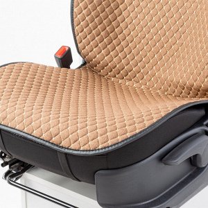 Накидки на передние сиденья CarPerformance, 2 шт. материал  fiberflax (мягкий лен), мелкое плетение, прострочка ромб, поролон 10 мм., противоскользящая подкладка , корич./бежевый