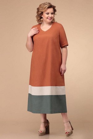 Платье Цвет: коричневый
Сезон: Лето
Коллекция: Лето
Стиль: На каждый день
Материал: лен
Комплектация: Платье
Состав: ткань текстильная -- 79% лен, 21% вискоза

Повседневное текстильное удлинённое пл