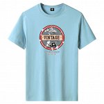 Мужская футболка, надпись &quot;Vintage&quot;, цвет голубой