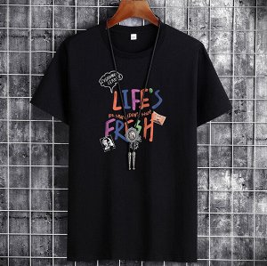 Мужская футболка, надпись "Life`s fresh", цвет чёрный