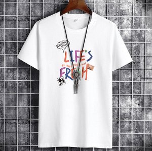 Мужская футболка, надпись "Life`s fresh", цвет белый