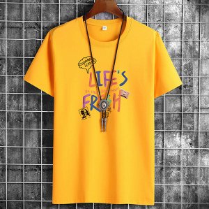 Мужская футболка, надпись "Life`s fresh", цвет жёлтый