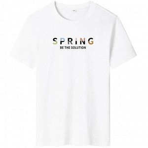 Мужская футболка, надпись &quot;Spring&quot;, цвет белый