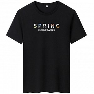 Мужская футболка, надпись &quot;Spring&quot;, цвет чёрный