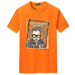 Мужская футболка, принт "Хипстер", цвет оранжевый