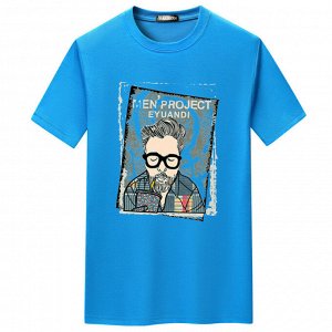 Мужская футболка, принт "Хипстер", цвет светло-синий