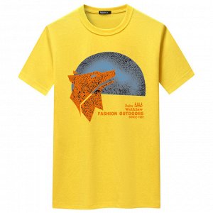Мужская футболка, принт "Волк", цвет жёлтый