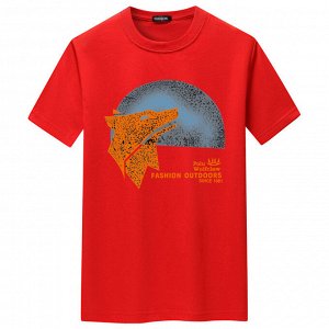 Мужская футболка, принт "Волк", цвет красный