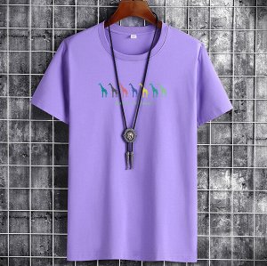 Мужская футболка, принт "Жирафы", цвет фиолетовый