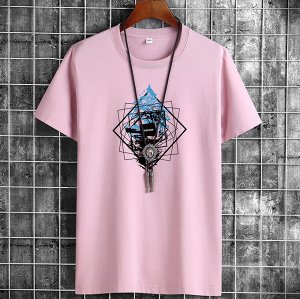 Мужская футболка, принт "Геометрия", цвет розовый