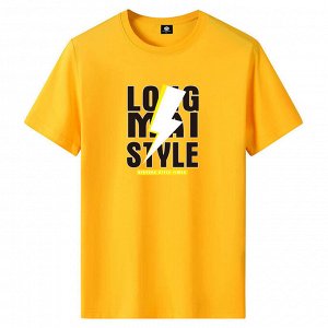 Мужская футболка, принт "Молния", цвет жёлтый