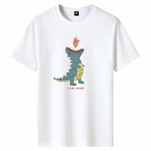 Мужская футболка, принт "Динозавр", цвет белый