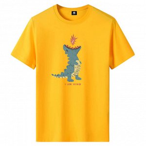 Мужская футболка, принт "Динозавр", цвет жёлтый