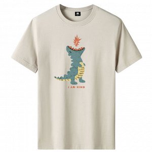 Мужская футболка, принт "Динозавр", цвет бежево-абрикосовый