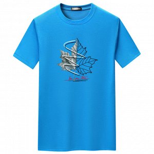 Мужская футболка, принт "Листик клёна", цвет светло-синий