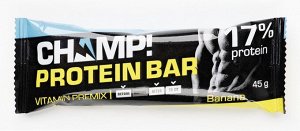 Спортивный батончик (ЧАМП) CHAMP PROTEIN BAR 17% Vitamin Premix банан 45гр./18/72/12 мес.