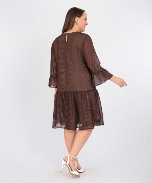 Платье Дженеси/6-1155 - 71-105 коричневый, горох