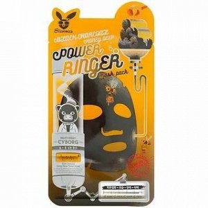 Elizavecca Тканевая маска для лица с углем и медом, Power Ringer Mask Pack Black Charcoal Hone 23 мл