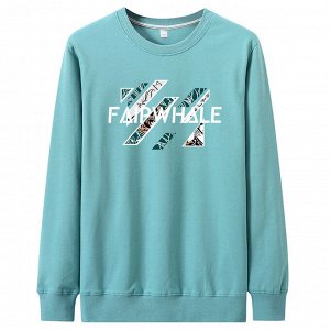 Мужской свитшот, надпись ''Faipwhale'', цвет бирюзовый