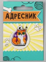 Адресник под гравировку + подвес акрил «Рыжий кот», 3х3 см
