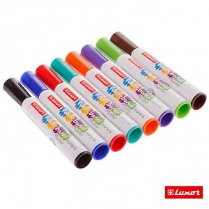Набор маркеров для доски 8 цветов 1.0-2.0 мм Luxor "450", пулевидный узел, блистер