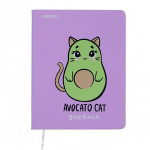Дневник школьный для 1-11 класса, Avocato Cat, твёрдая обложка, искусственная кожа, блок 80 г/м2, ляссе
