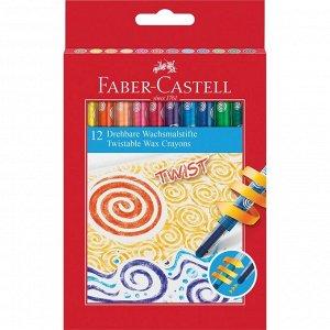Карандаши восковые Faber-Castell, 12 цветов, выкручивающийся стержень, в картонной коробке, с европодвесом