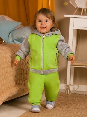 Костюм детский с начесом (Кофта с капюшоном и брюки) цвет Салатовый