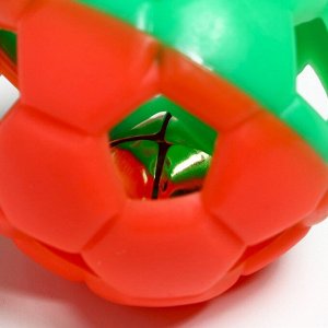 ИгрушKa резинoвaя "Футбoльный Mяч" с бубенчиKoM, 6 сM, oрaнжевый/зелёный
