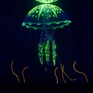 Декор для аквариума "Медуза" силиконовая, с неоновым эффектом, 5 х 5 х 15 см, оранжевая