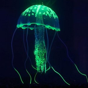 Декор для аквариума "Медуза" силиконовая, с неоновым эффектом, 10 х 10 х 20,5 см, желтая