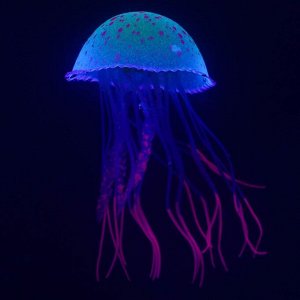 Декор для аквариума Медуза, силиконовая, с неоновым эффектом, 6,5 х 6,5 х 11,5 см, фиолетовый