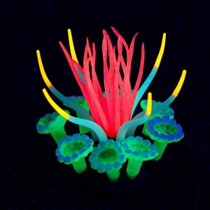 Декор для аквариума "Анемон", силиконовый, святящийся в темноте, 7 х 7 х 9 см, розовый