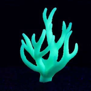 Декор для аквариума Коралл силиконовый, светящийся в темноте, 10 х 14 см, белый