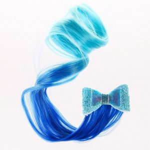 Прядь для волос "Бант", голубая, 40 см