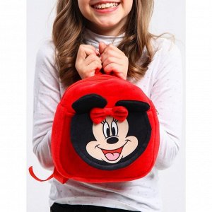 Disney Рюкзак плюшевый, на молнии, с карманом, 19х22 см, Минни Маус