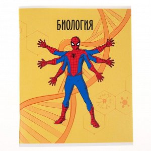 Тетрадь предметная 48 листов, клетка, "Биология", Человек-паук